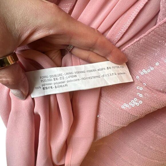 Zara Woman Pink Sequin Pleated Midi Dress Size S (043) - Picture 12 of 12